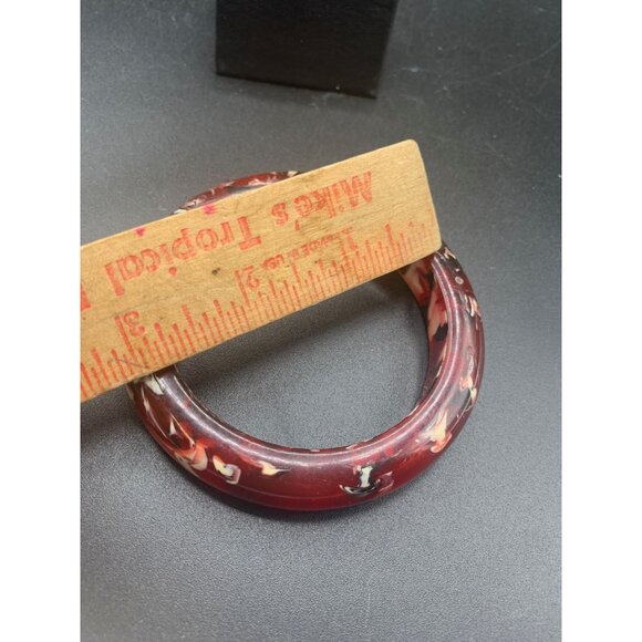 Chunky Plastic Bracelet Red White Black Swirls Marble Unusual Colors - Picture 6 of 6
